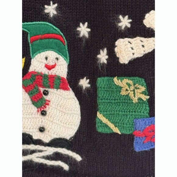 Brooks Brothers Women Ugly Christmas Sweater Vest Sz Large Holiday Snowman Tree - Picture 6 of 10